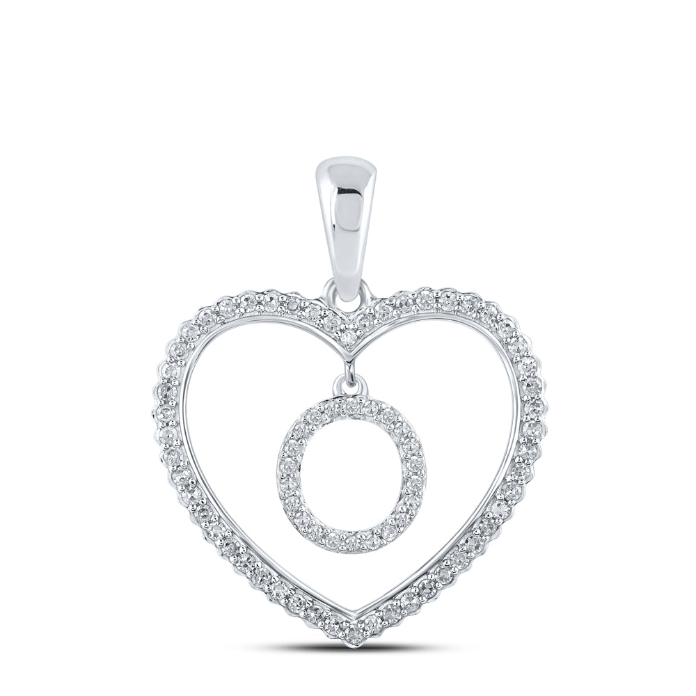 1/4CTW-DIA CN INITIAL "O" HEART PENDANT