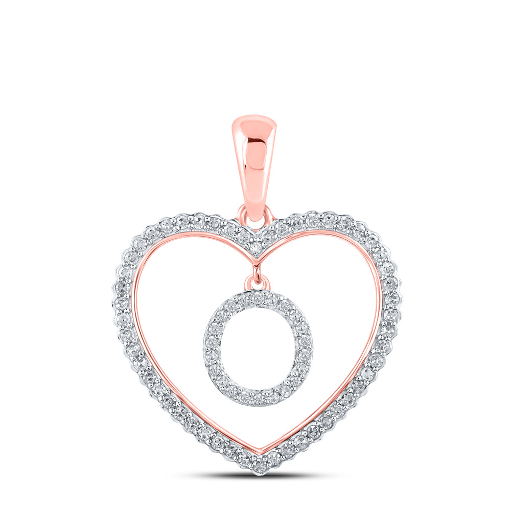 1/4CTW-DIA CN INITIAL "O" HEART PENDANT