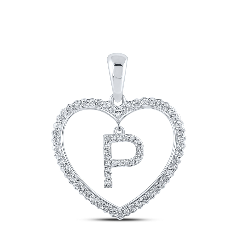 1/4CTW-DIA CN INITIAL "P" HEART PENDANT