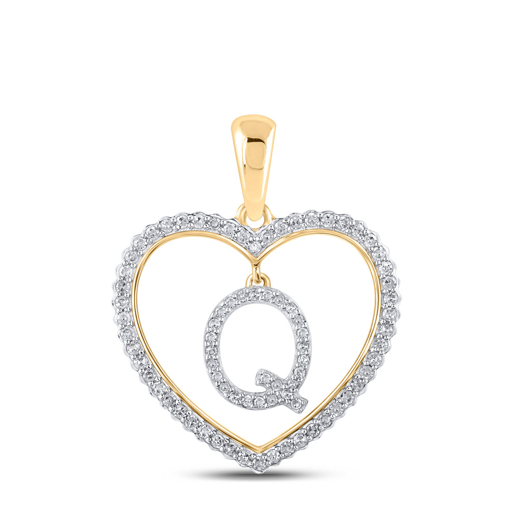 1/4CTW-DIA CN INITIAL "Q" HEART PENDANT