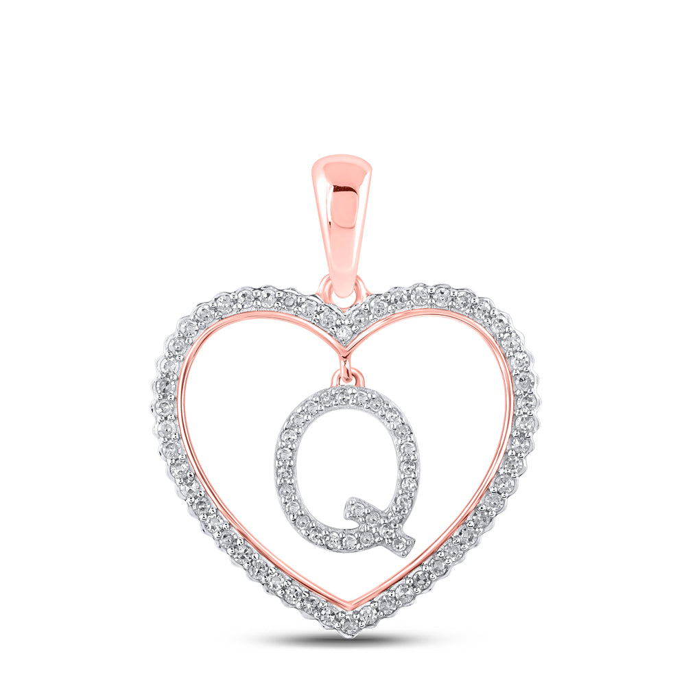 1/4CTW-DIA CN INITIAL "Q" HEART PENDANT