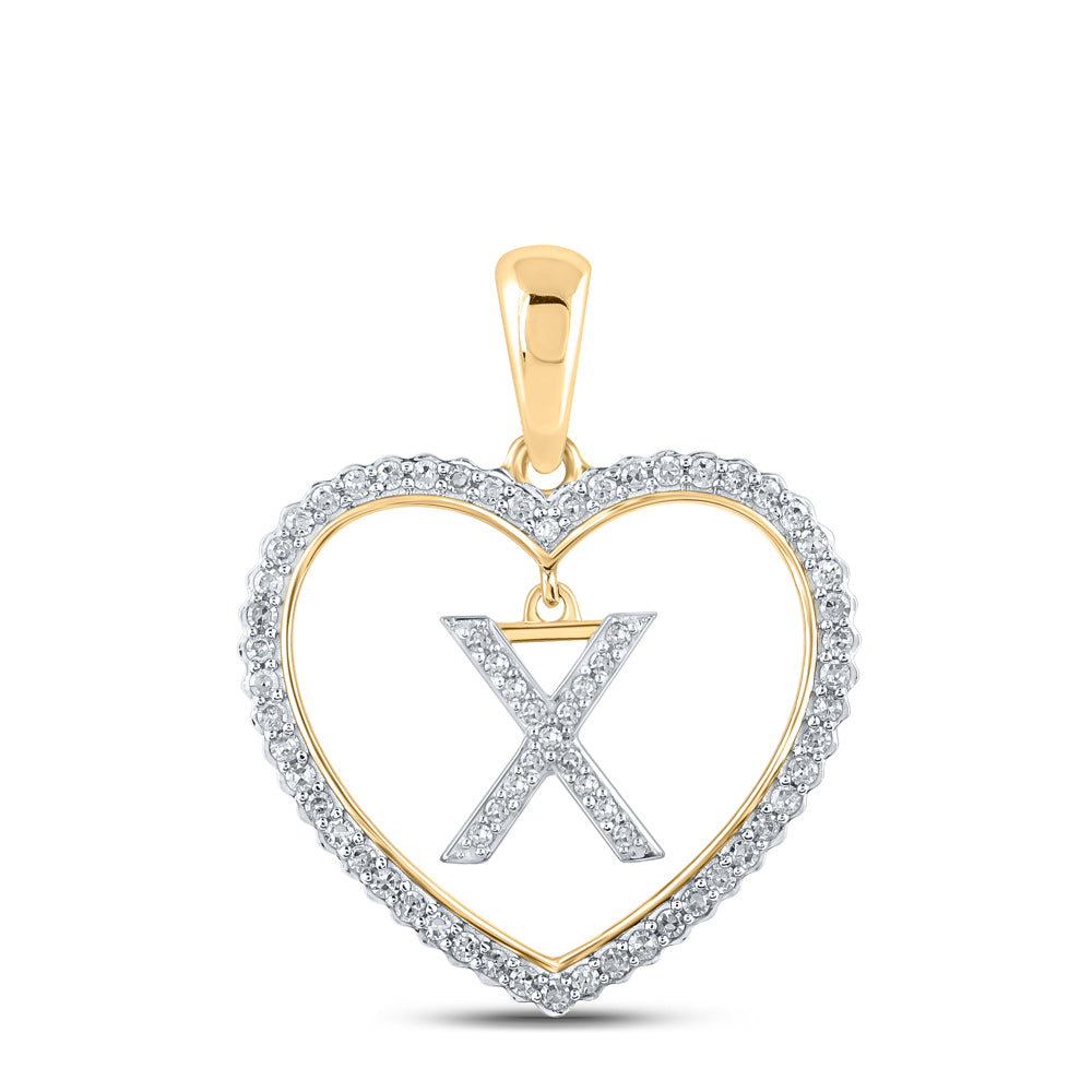 1/4CTW-DIA CN INITIAL "X" HEART PENDANT
