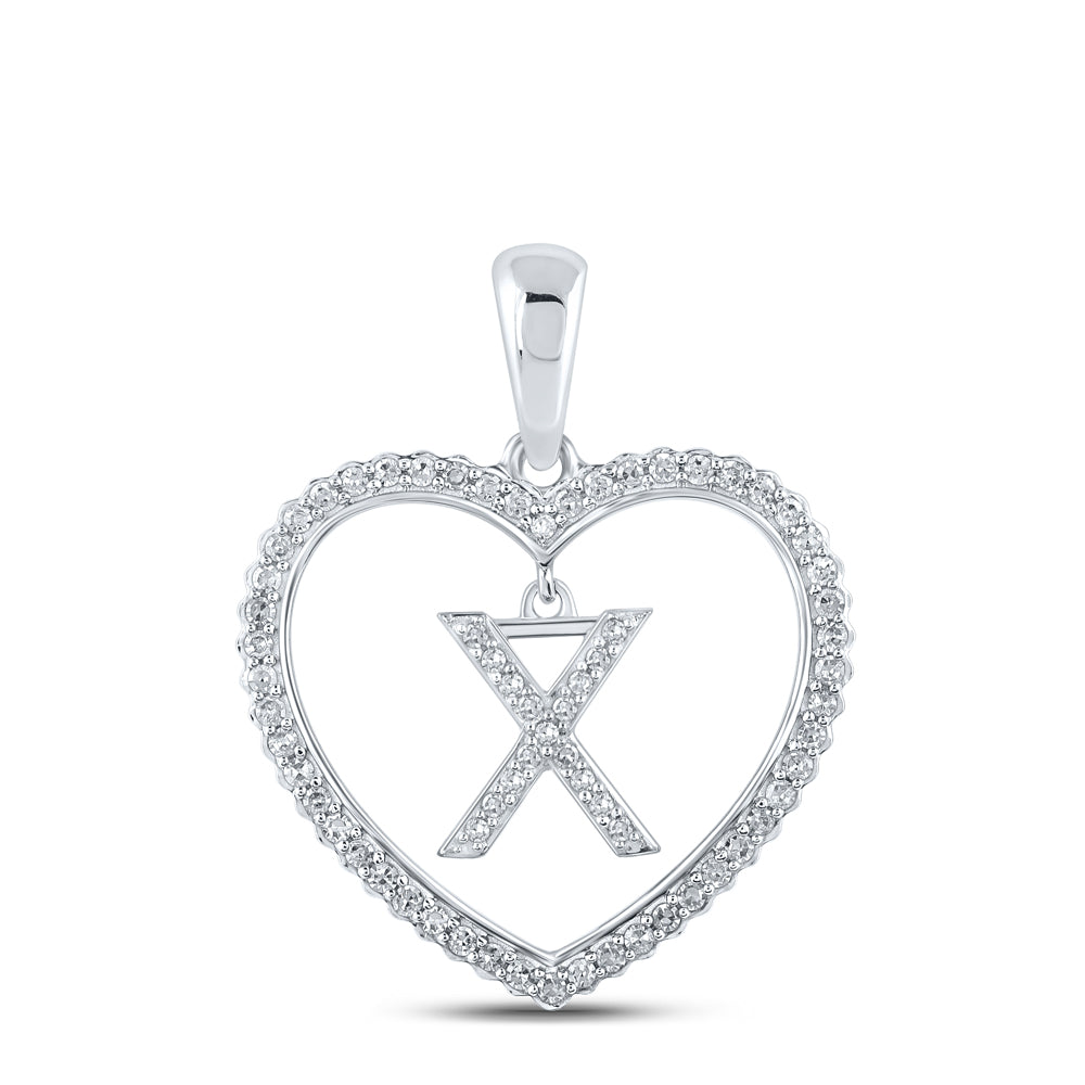 1/4CTW-DIA CN INITIAL "X" HEART PENDANT