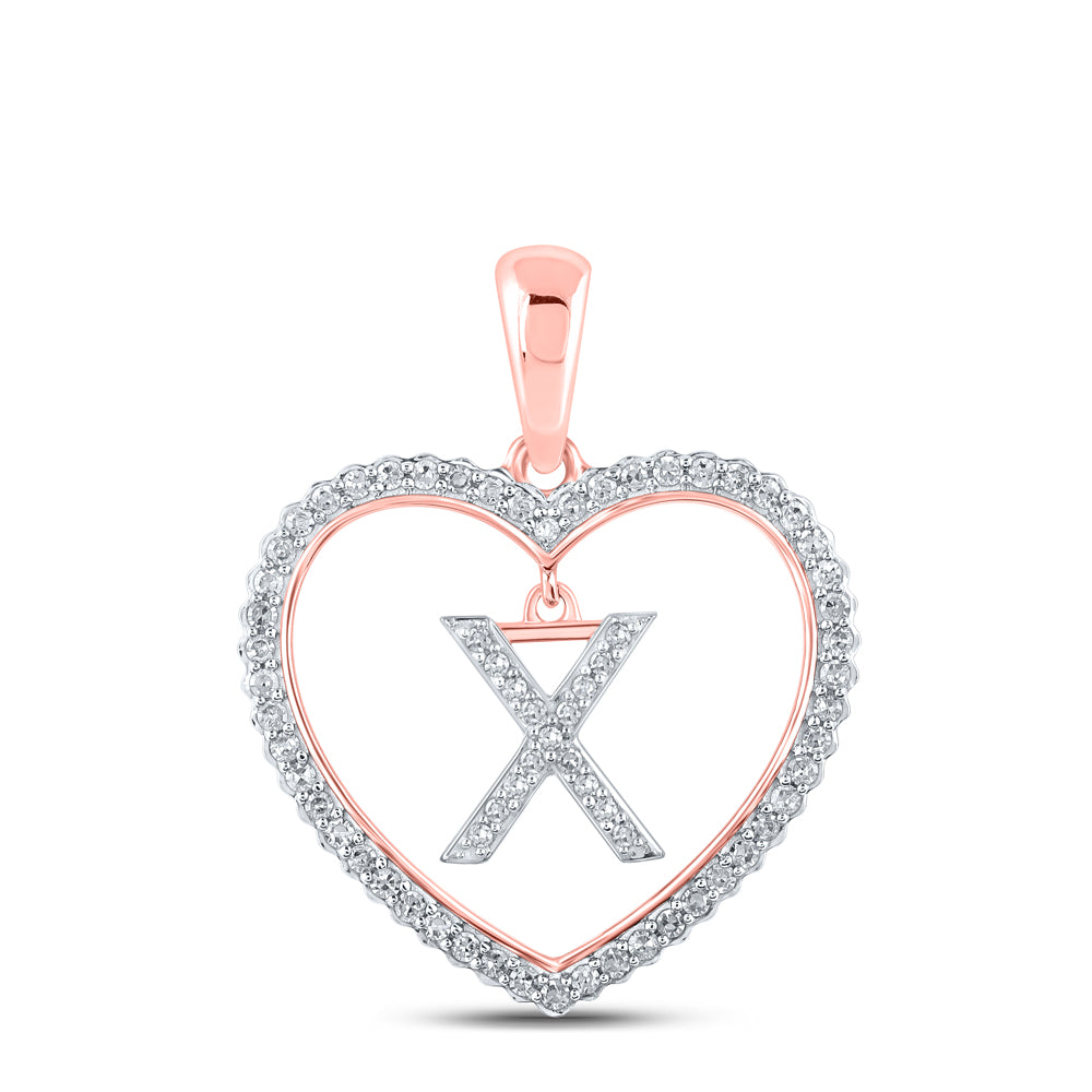 1/4CTW-DIA CN INITIAL "X" HEART PENDANT