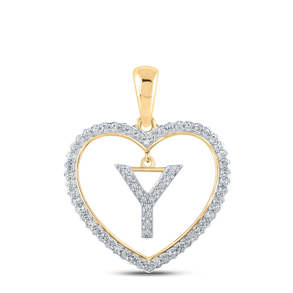 1/4CTW-DIA CN INITIAL "Y" HEART PENDANT