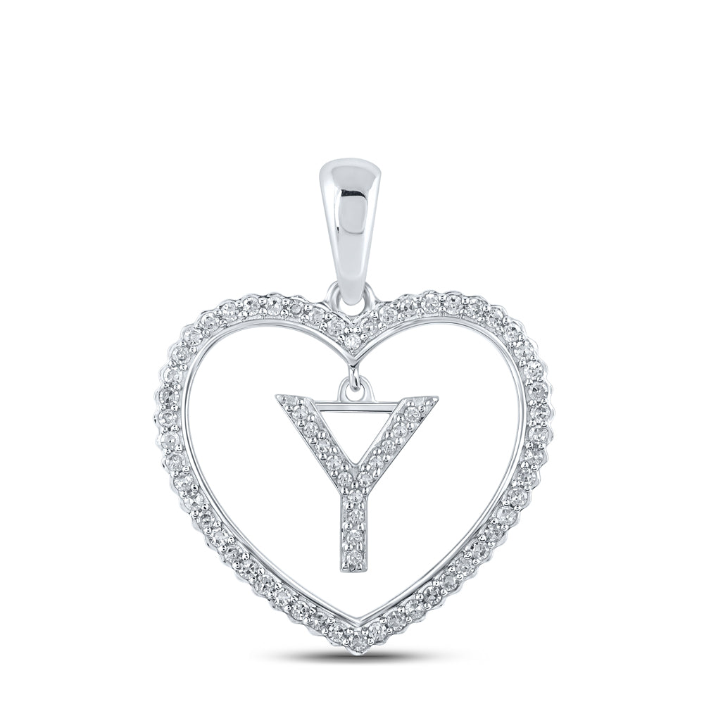 1/4CTW-DIA CN INITIAL "Y" HEART PENDANT