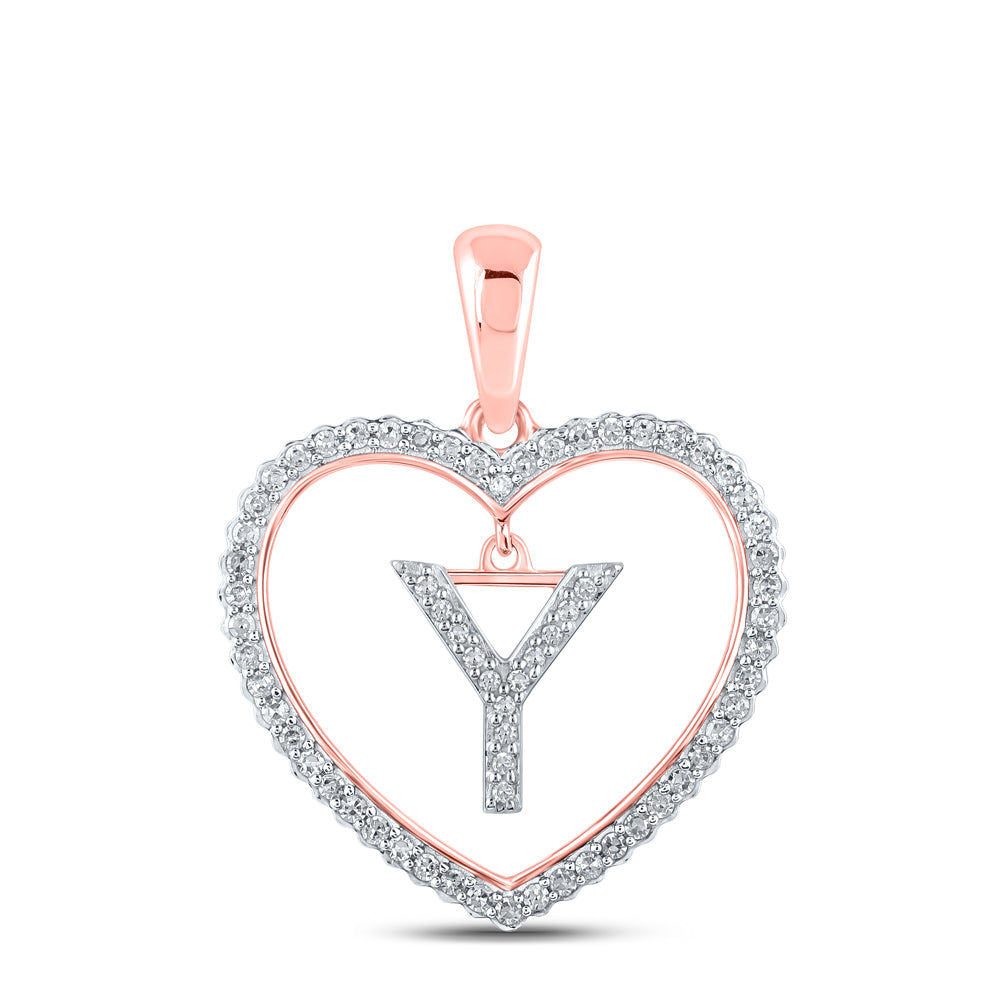 1/4CTW-DIA CN INITIAL "Y" HEART PENDANT