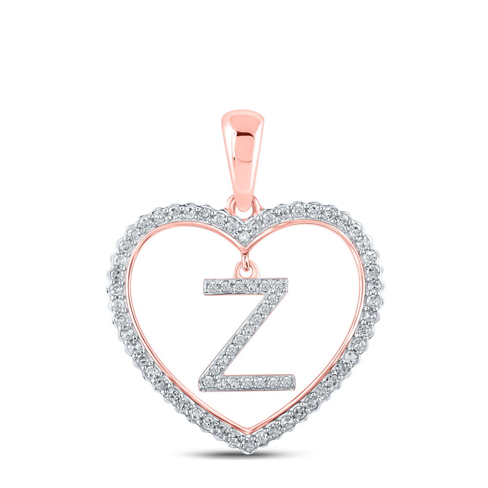 1/4CTW-DIA CN INITIAL "Z" HEART PENDANT