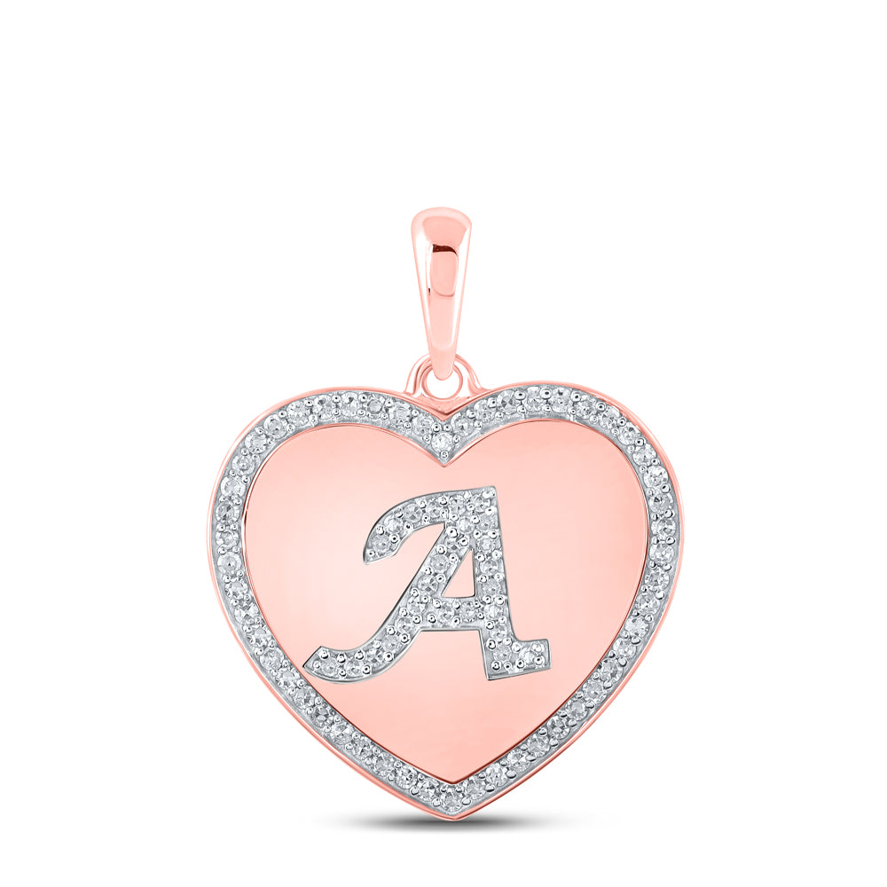 1/4CTW-DIA CN INITIAL "A" HEART PENDANT