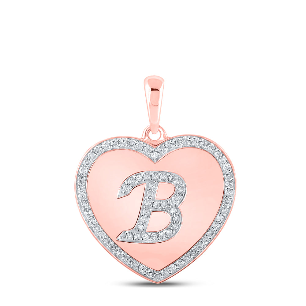 1/4CTW-DIA CN INITIAL "B" HEART PENDANT