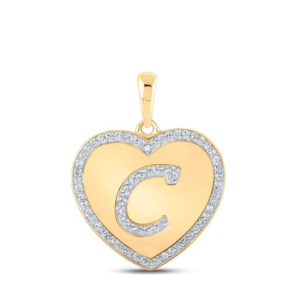 1/4CTW-DIA CN INITIAL "C" HEART PENDANT