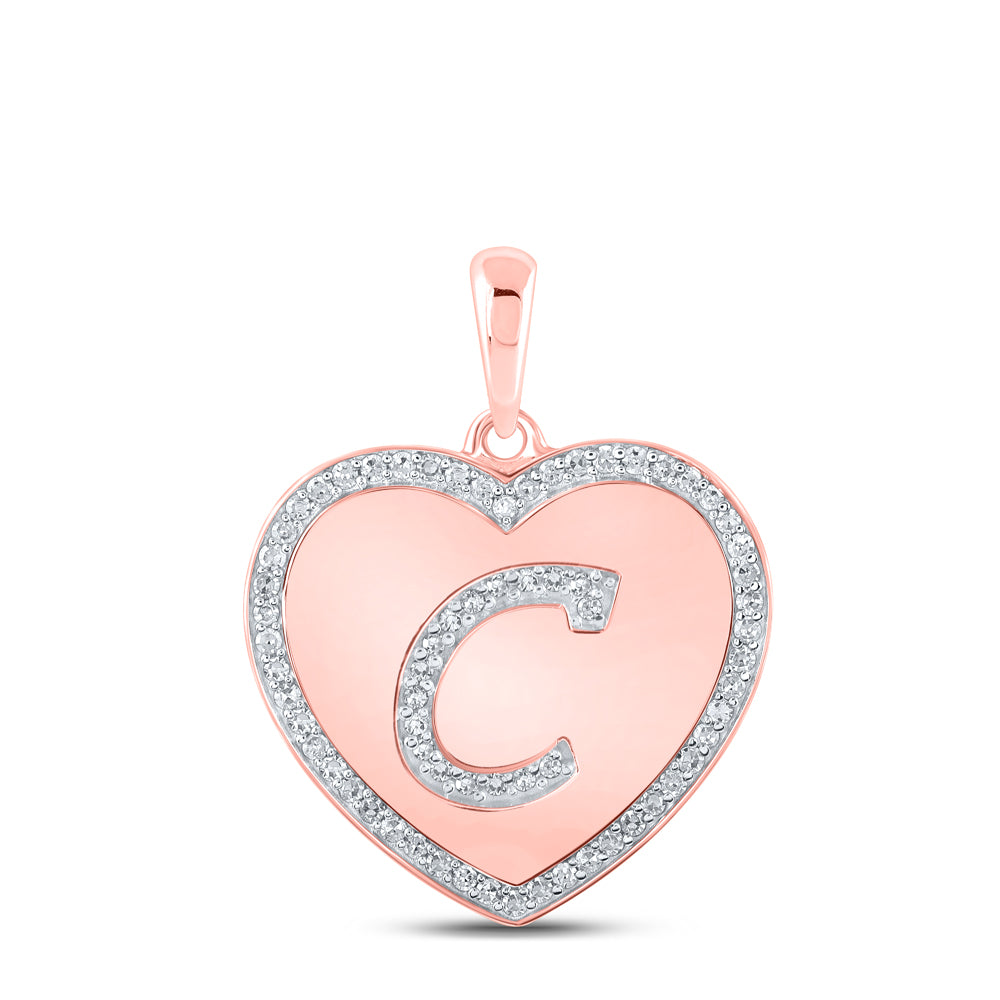 1/4CTW-DIA CN INITIAL "C" HEART PENDANT