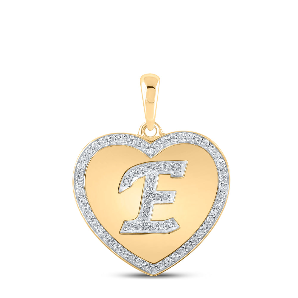 1/4CTW-DIA CN INITIAL "E" HEART PENDANT