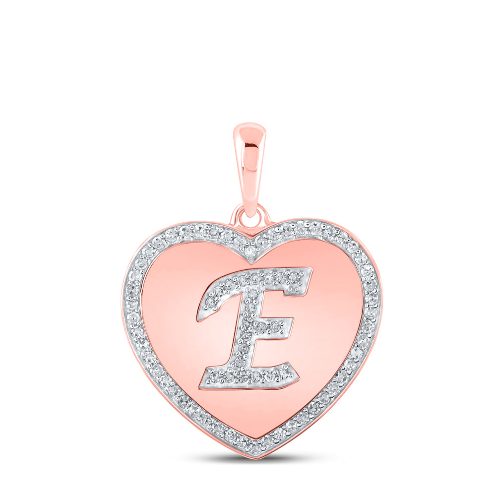 1/4CTW-DIA CN INITIAL "E" HEART PENDANT