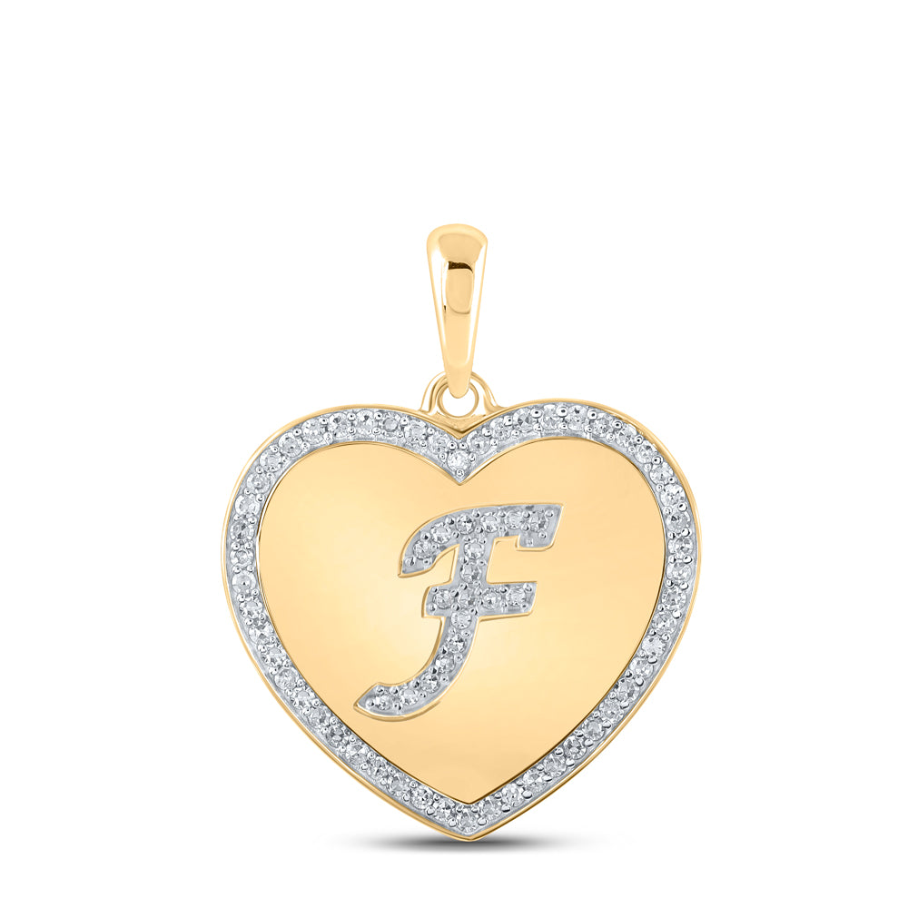 1/4CTW-DIA CN INITIAL "F" HEART PENDANT