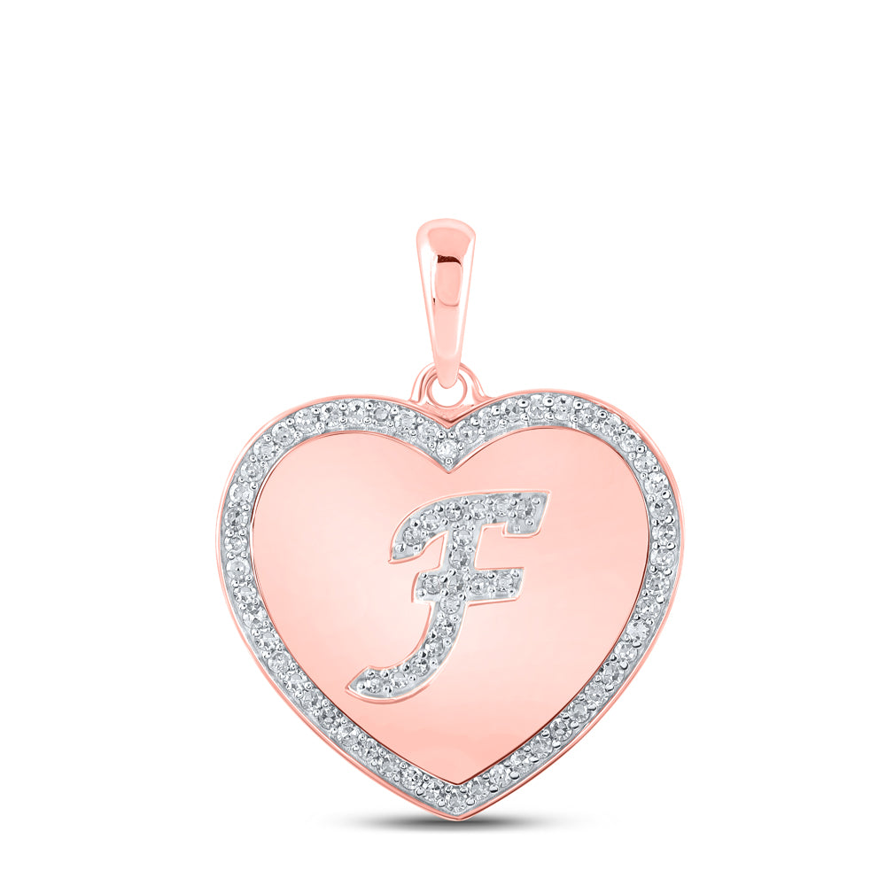 1/4CTW-DIA CN INITIAL "F" HEART PENDANT