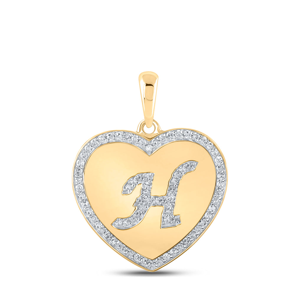 1/4CTW-DIA CN INITIAL "H" HEART PENDANT