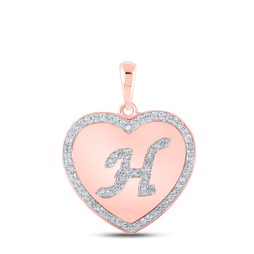 1/4CTW-DIA CN INITIAL "H" HEART PENDANT