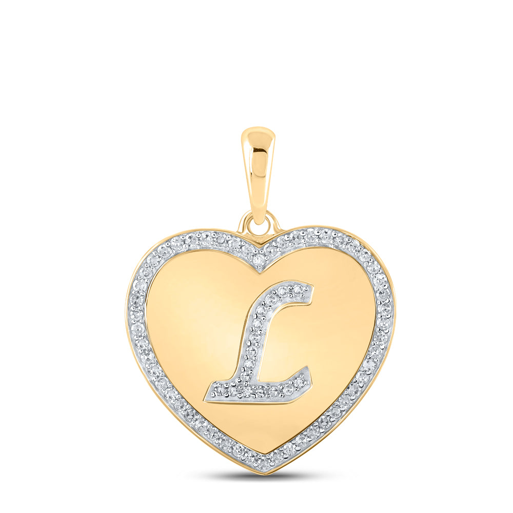 1/4CTW-DIA CN INITIAL "L" HEART PENDANT