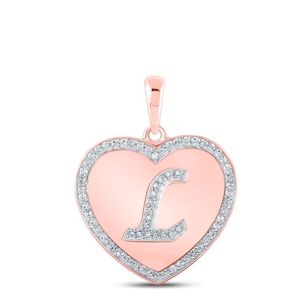1/4CTW-DIA CN INITIAL "L" HEART PENDANT