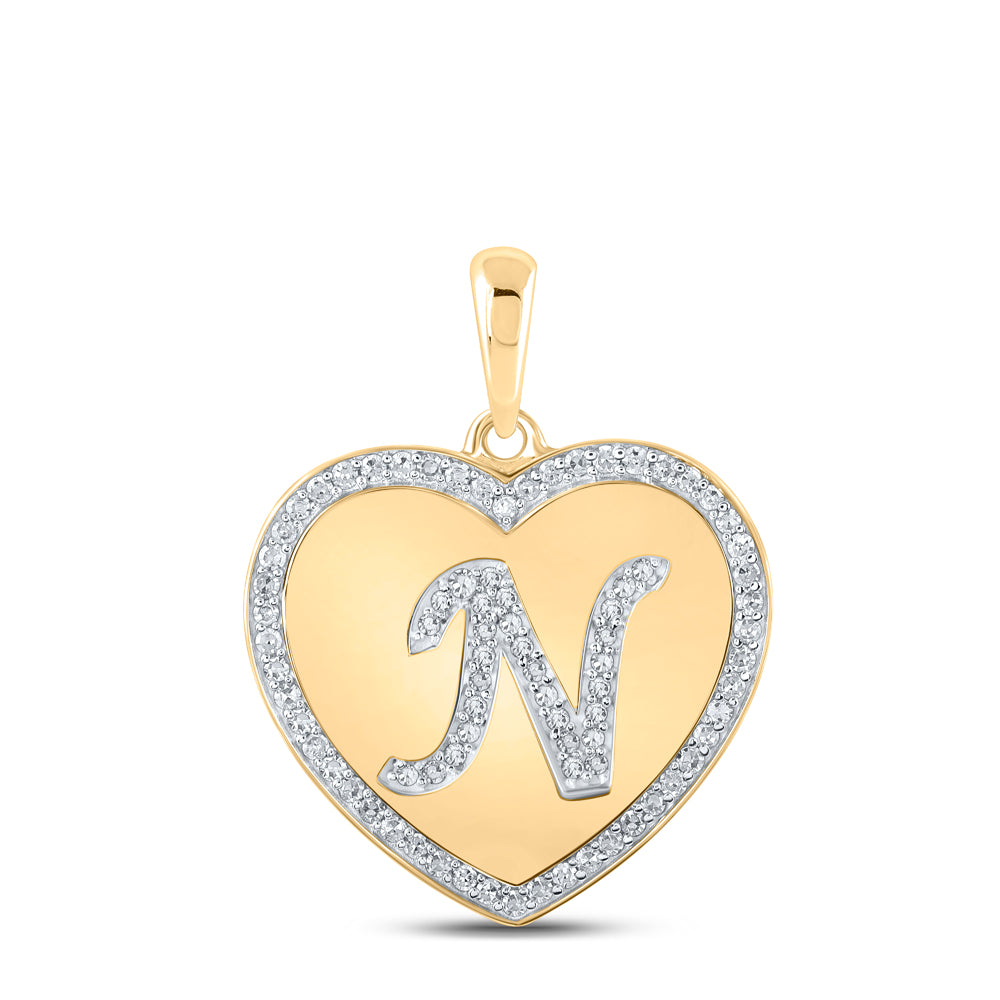 1/4CTW-DIA CN INITIAL "N" HEART PENDANT