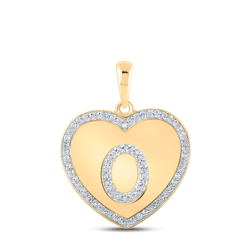 1/4CTW-DIA CN INITIAL "O" HEART PENDANT