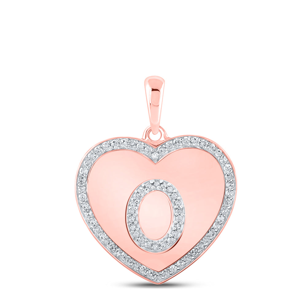 1/4CTW-DIA CN INITIAL "O" HEART PENDANT