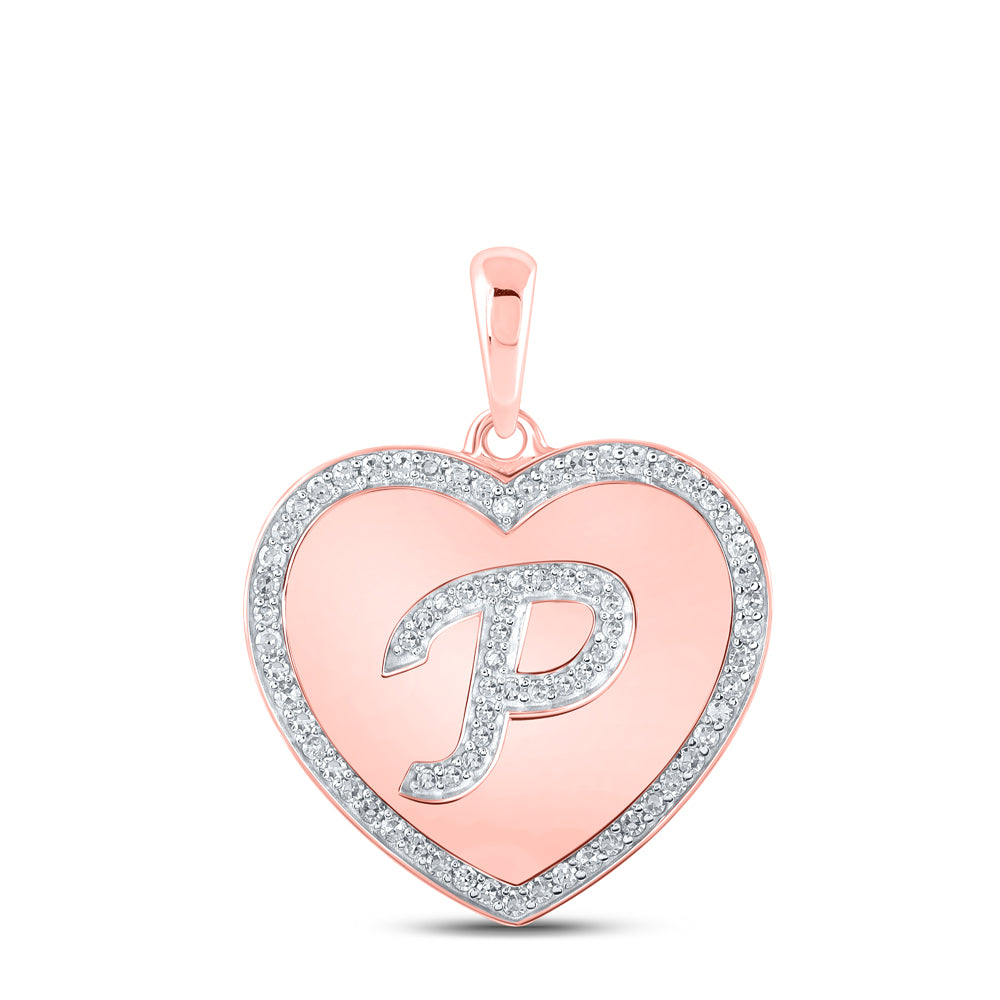 1/4CTW-DIA CN INITIAL "P" HEART PENDANT