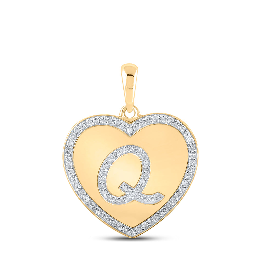 1/5CTW-DIA CN INITIAL "Q" HEART PENDANT