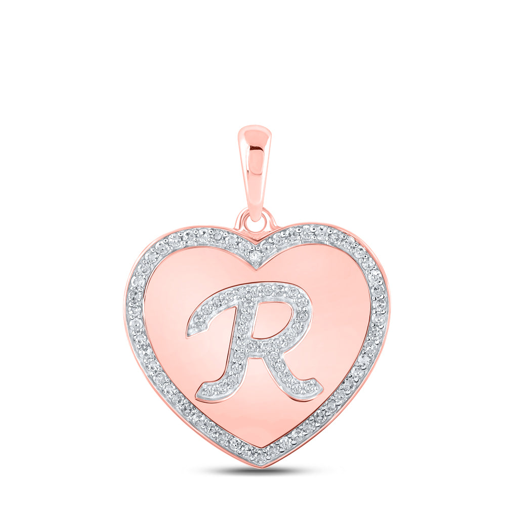 1/4CTW-DIA CN INITIAL "R" HEART PENDANT