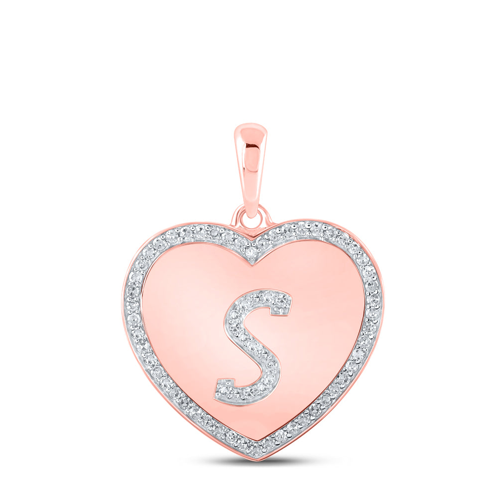 1/4CTW-DIA CN INITIAL "S" HEART PENDANT