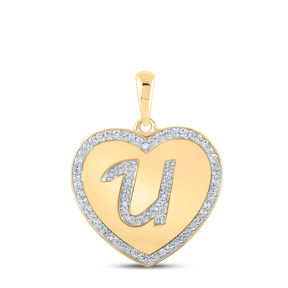 1/4CTW-DIA CN INITIAL "U" HEART PENDANT