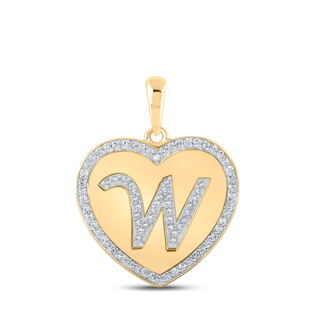 1/3CTW-DIA CN INITIAL "W" HEART PENDANT