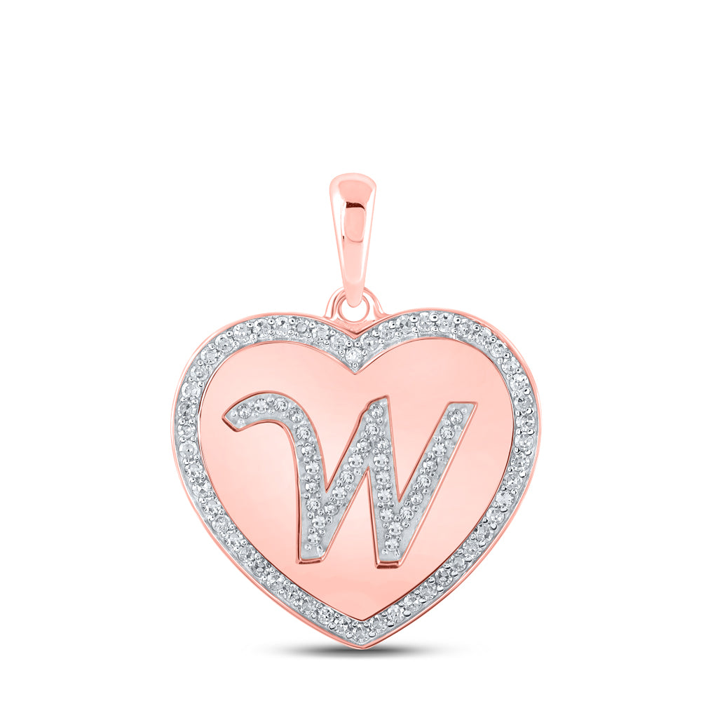 1/3CTW-DIA CN INITIAL "W" HEART PENDANT