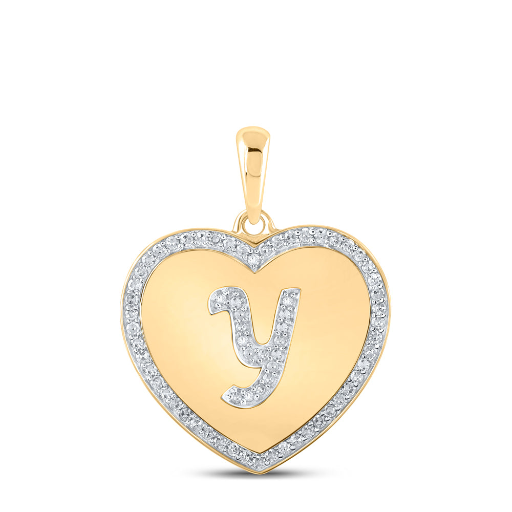 1/4CTW-DIA CN INITIAL "Y" HEART PENDANT
