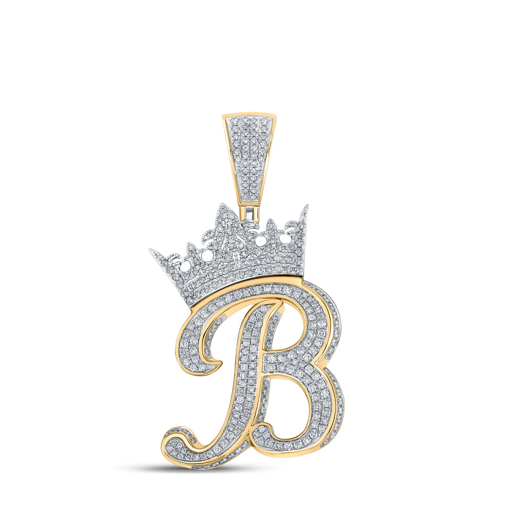 1 1/2CTW-DIA ANA M CROWN INITIAL "B" MENS PENDANT