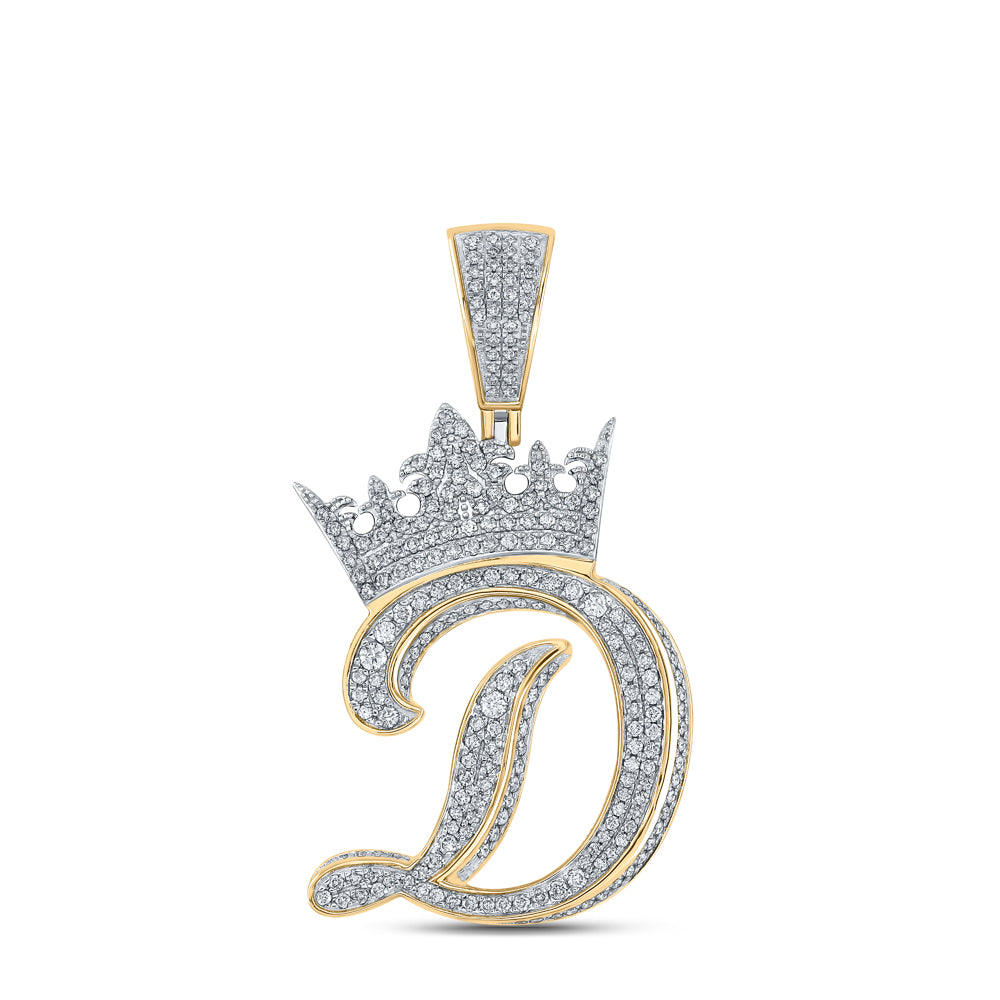 1 5/8CTW-DIA ANA M CROWN INITIAL "D" MENS PENDANT