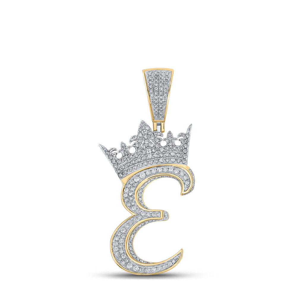 1 1/5CTW-DIA ANA M CROWN INITIAL "E" MENS PENDANT