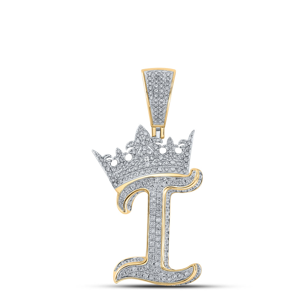 1 1/3CTW-DIA ANA M CROWN INITIAL "I" MENS PENDANT