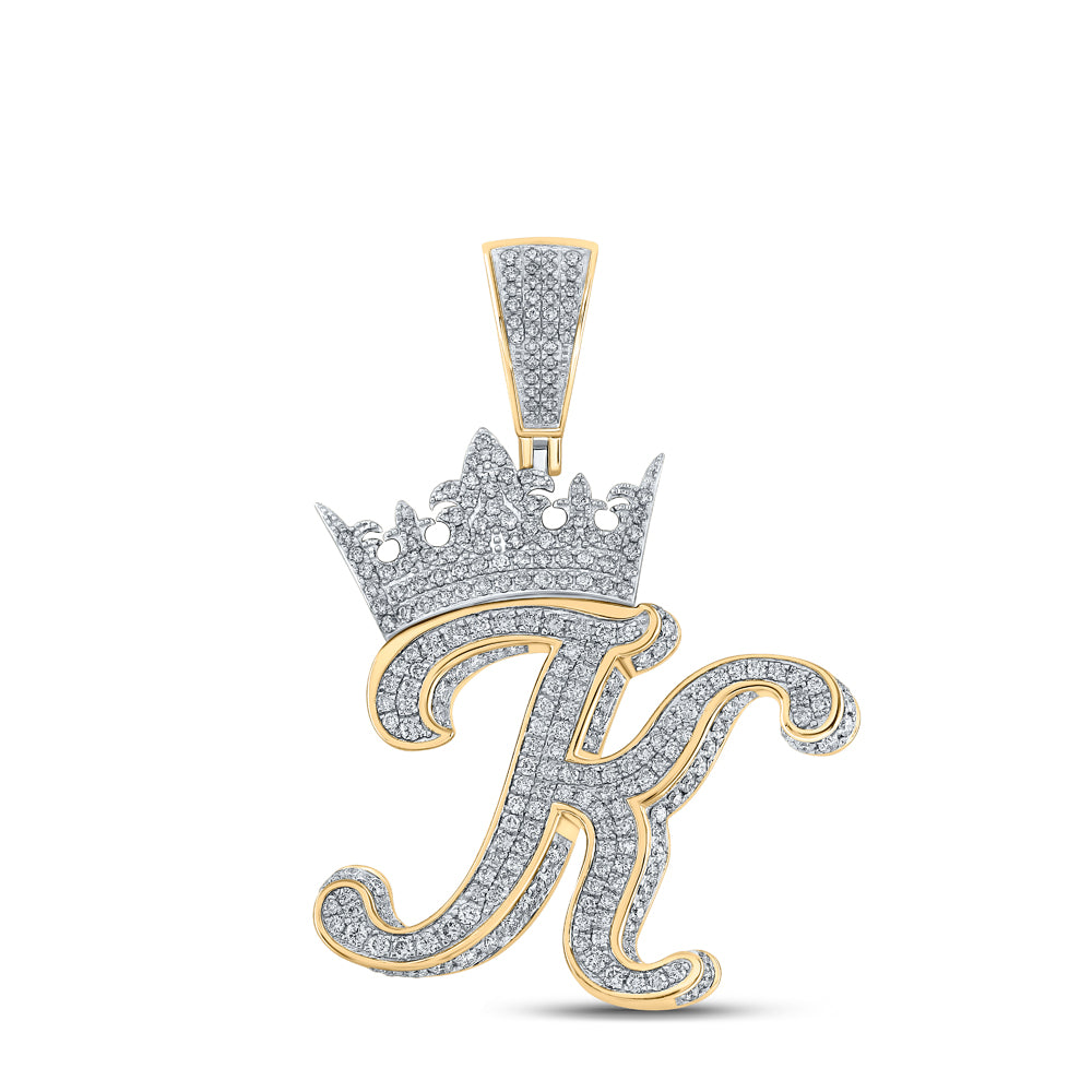 1 7/8CTW-DIA ANA M CROWN INITIAL "K" MENS PENDANT