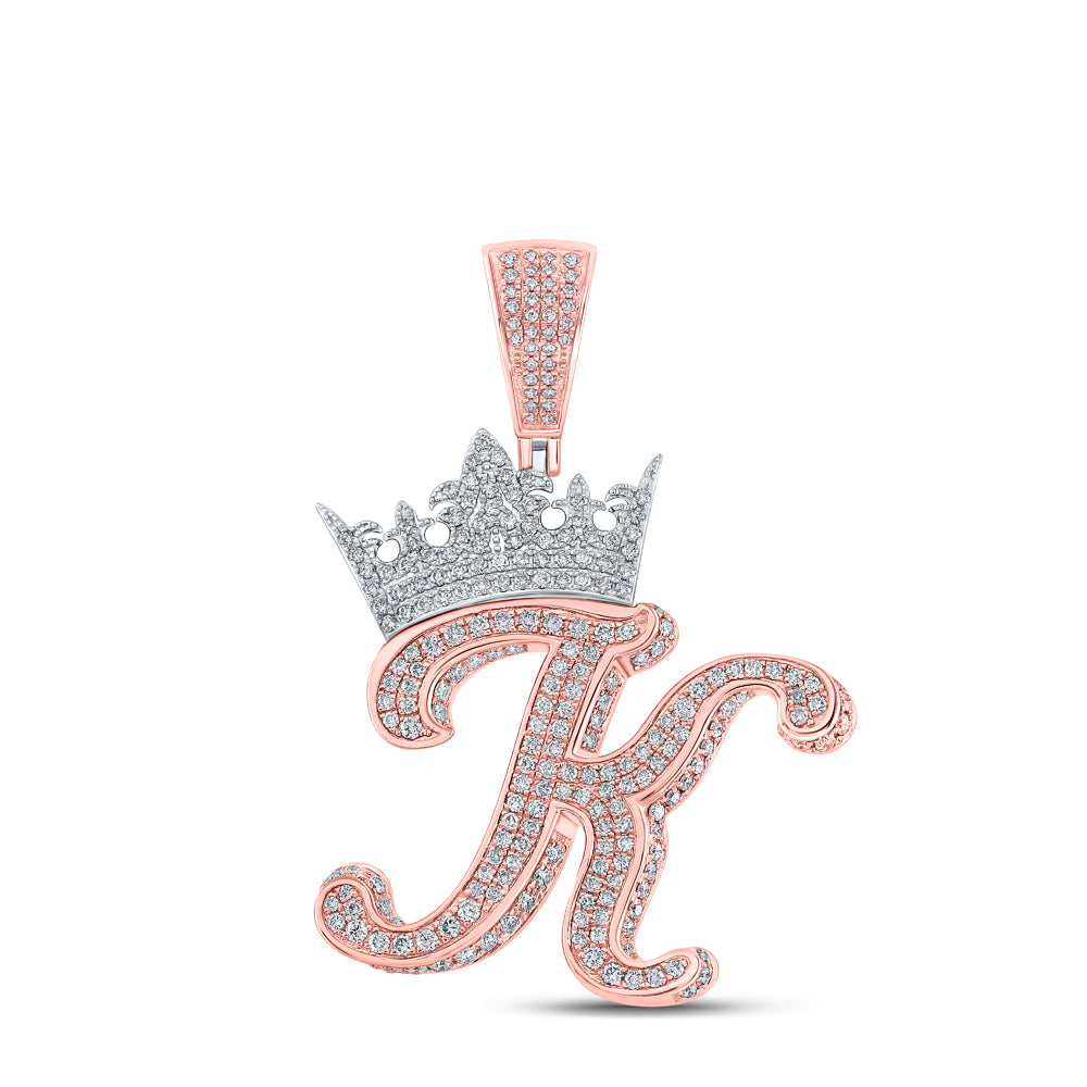 1 7/8CTW-DIA ANA M CROWN INITIAL "K" MENS PENDANT