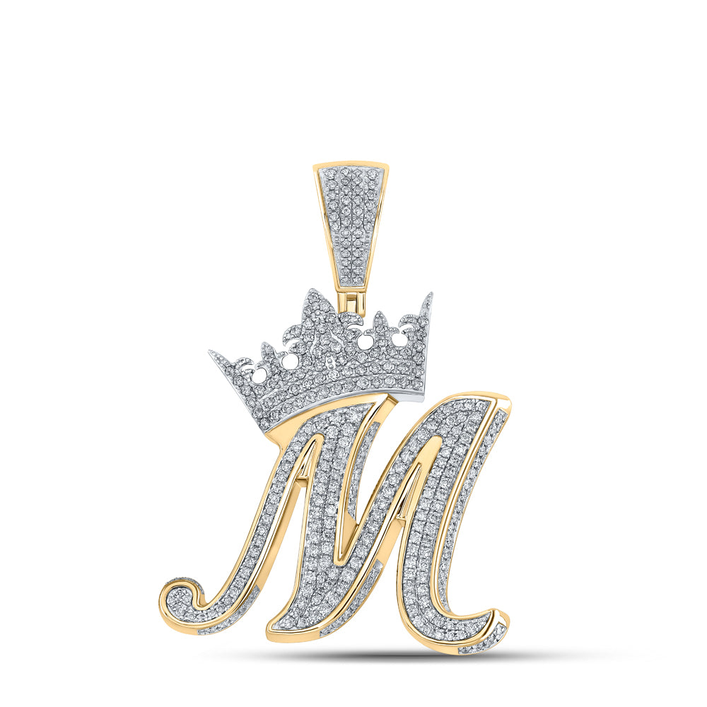 1 3/4CTW-DIA ANA M CROWN INITIAL "M" MENS PENDANT
