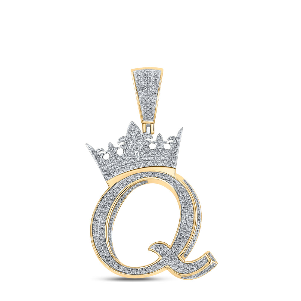 1 3/8CTW-DIA ANA M CROWN INITIAL "Q" MENS PENDANT
