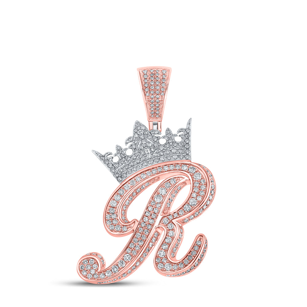 1 7/8CTW-DIA ANA M CROWN INITIAL "R" MENS PENDANT