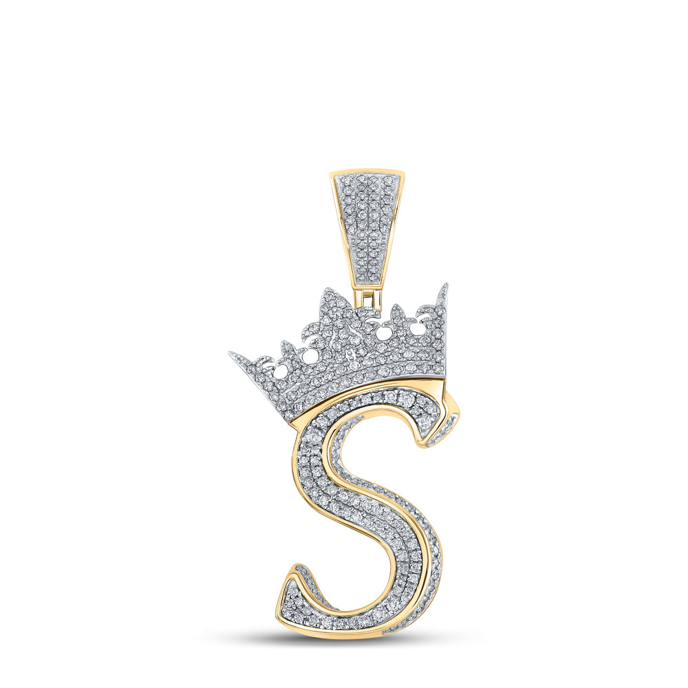 1 1/5CTW-DIA ANA M CROWN INITIAL "S" MENS PENDANT