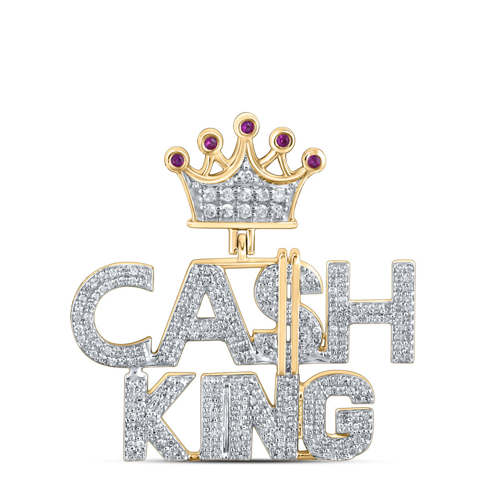 1/2CTW-DIA P1P2 1/20CT-RUBY "CASH KING" MENS CHARM