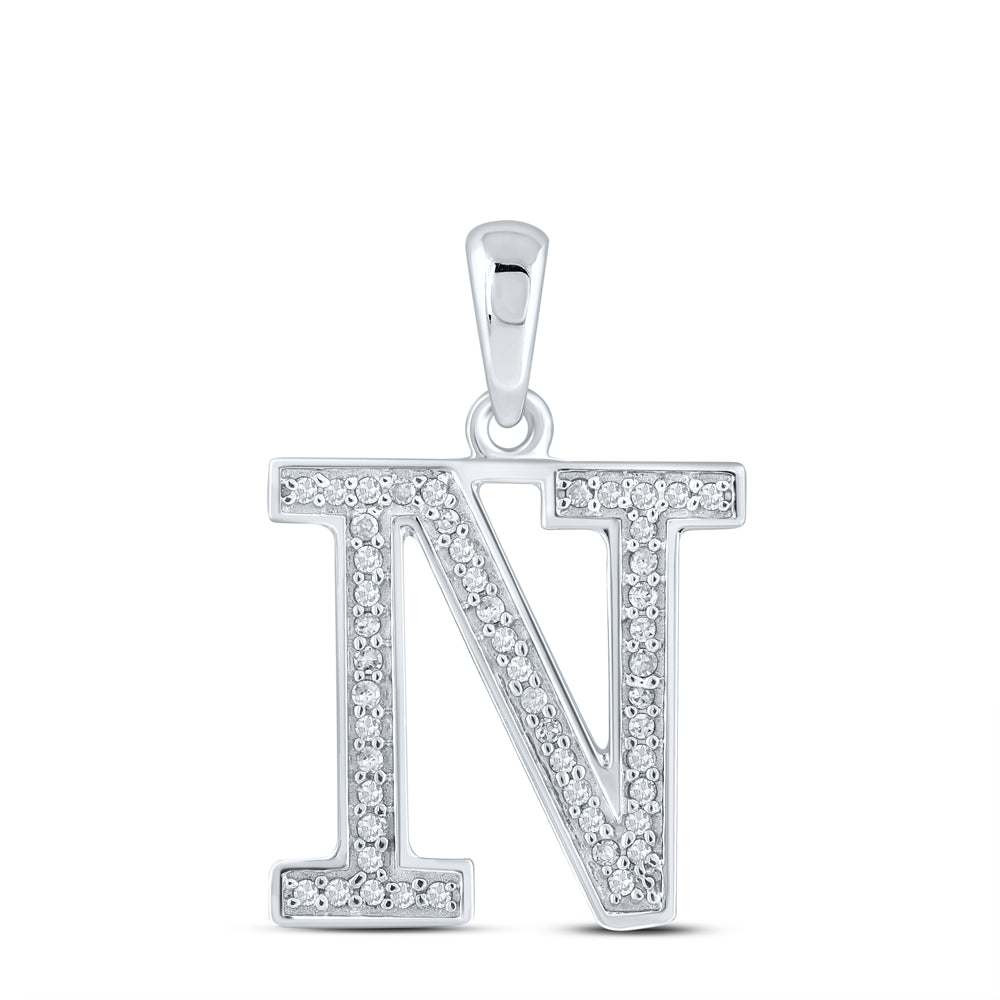 1/10TW-DIA P1P2 LADIES INITIAL "N" PENDANT