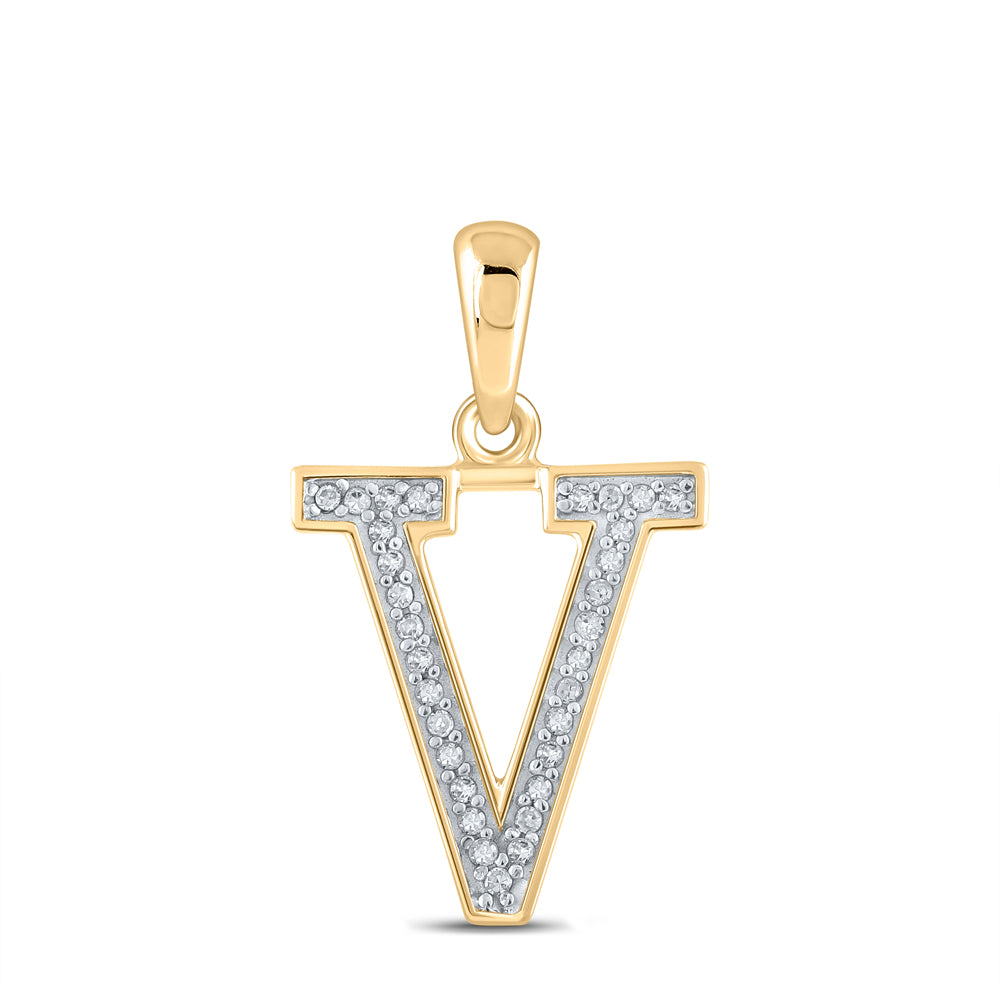 1/20CTW-DIA P1P2 LADIES INITIAL "V" PENDANT