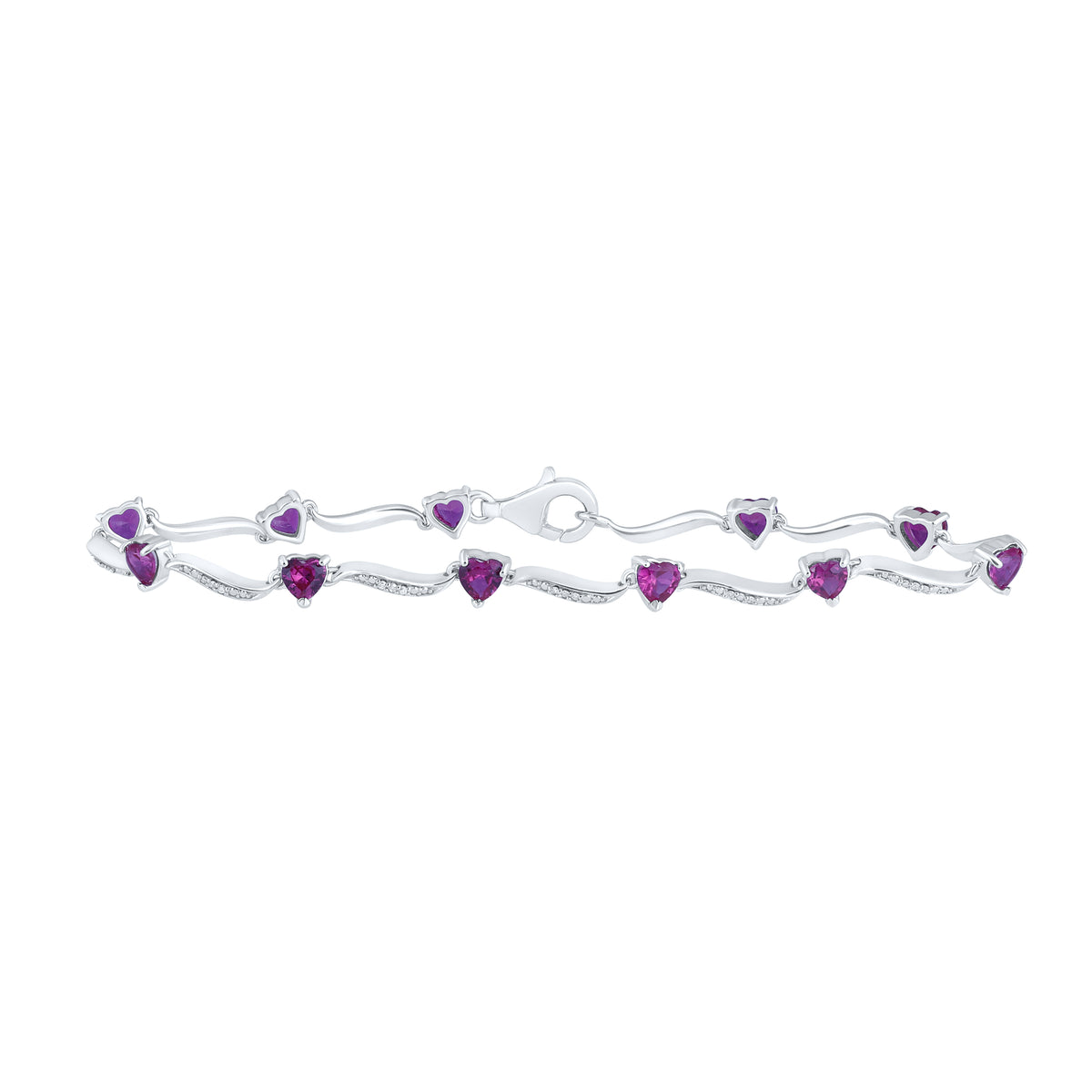 1/10CTW-DIA 3 7/8CT-RUBY SYNTHETIC GEMSTONE BRACELET