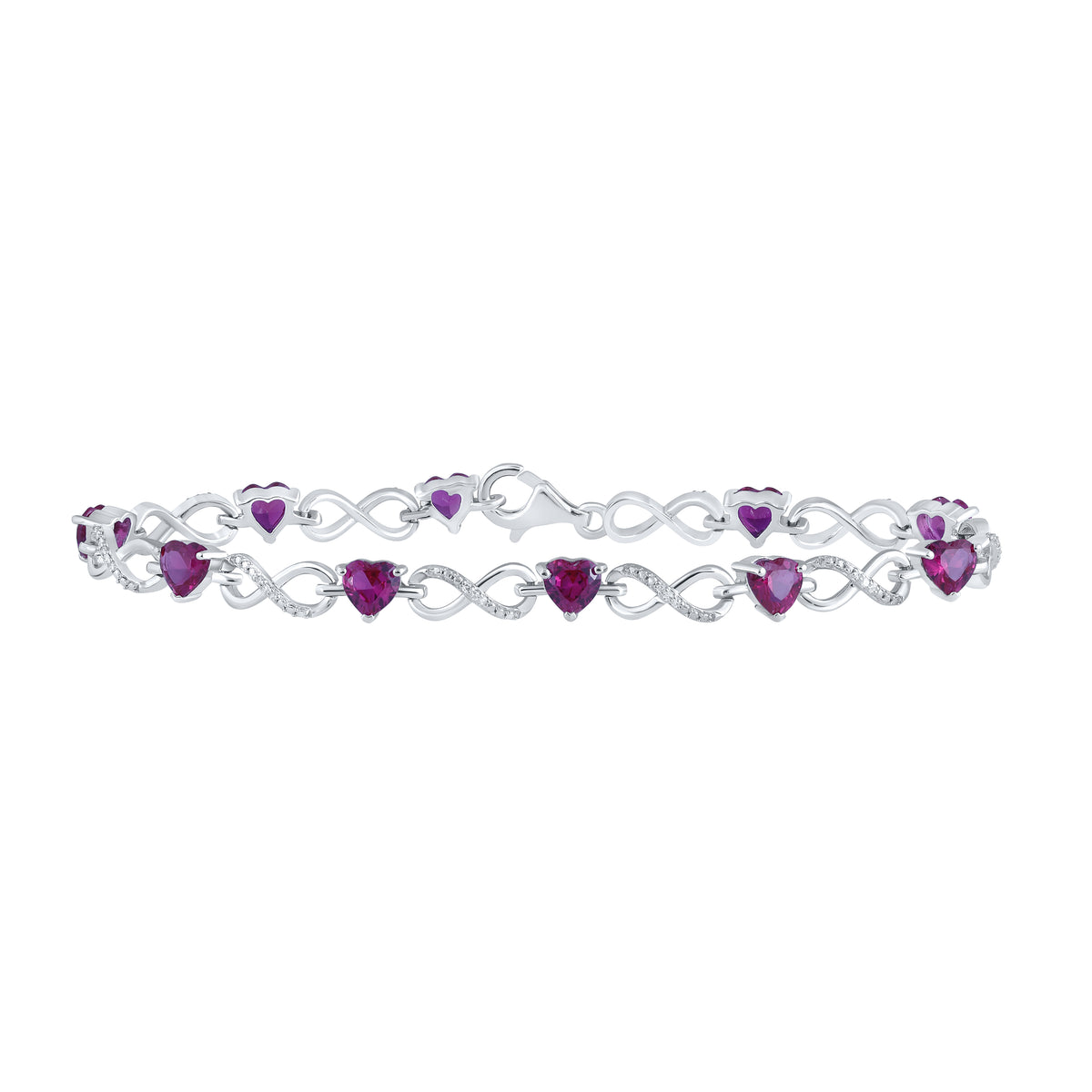 1/10CTW-DIA 7CT-RUBY SYNTHETIC GEMSTONE BRACELET